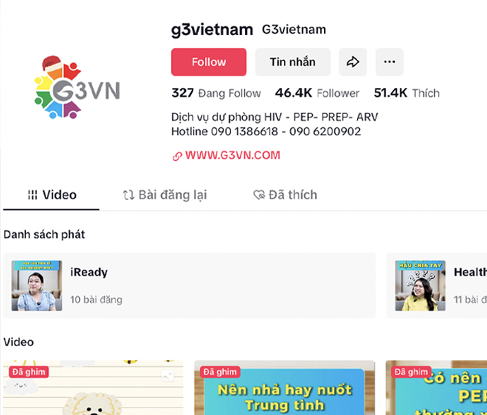 Tham gia kênh Tiktok chia sẽ video cộng đồng G3VN